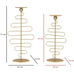 Mauro Ferretti kandelaar Alid - Twee-stuksstel 25x16x51 cm en 20x16x43 cm goud