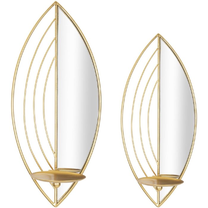 Mauro Ferretti Wandkandelaar blad - 2-stuksstel 18x13x41 cm en 15x13x35 cm goud
