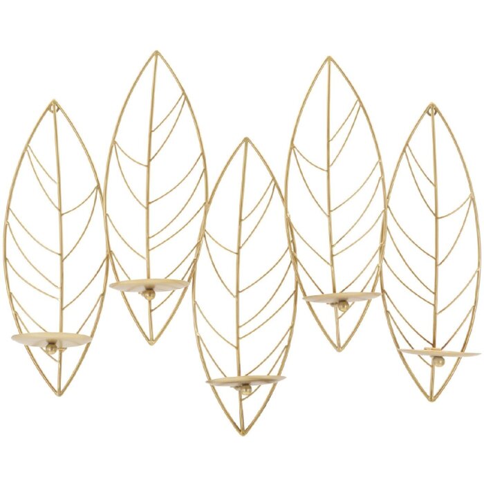 Mauro Ferretti Wandkaarshoeders 5 bladeren 66x14x56 cm goud