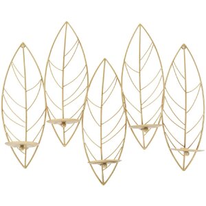 Mauro Ferretti Wandkaarshoeders 5 bladeren 66x14x56 cm goud