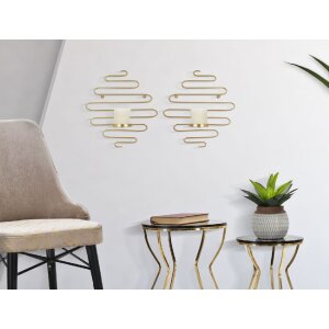 Ferretti Alid Wandkandelaar-set van 2 stuks 33x10x34 cm goud