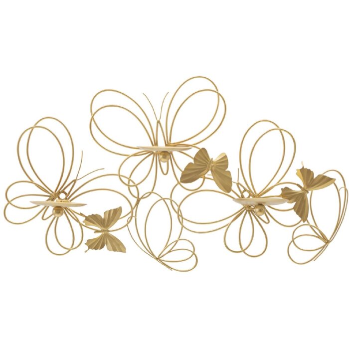 Mauro Ferretti Wandkandelaar Motieven 3-vlammen 61x12x34 cm goud