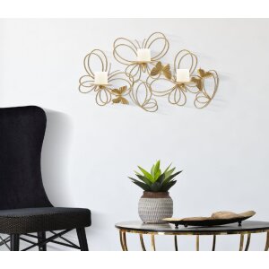 Mauro Ferretti Wandkandelaar Motieven 3-vlammen 61x12x34 cm goud
