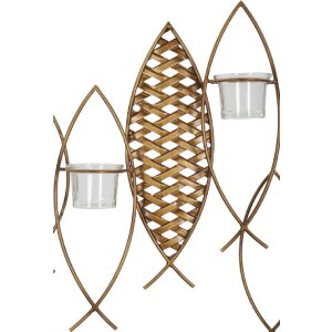 Mauro Ferretti Wandkandelaar Vissen 4-vlam 66x9x40,5 cm meervoudige kleur