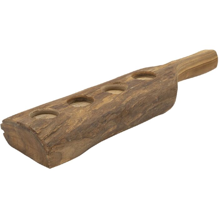 Mauro Ferretti Teak-kandelaar 4-licht 51x14x6 cm bruin