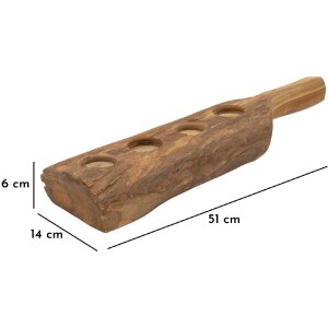 Mauro Ferretti Teak-kandelaar 4-licht 51x14x6 cm bruin