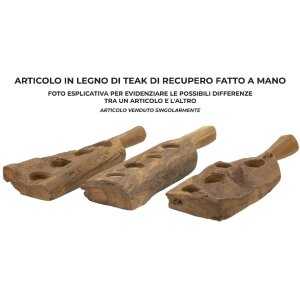 Mauro Ferretti Teak-kandelaar 4-licht 51x14x6 cm bruin