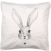 Clayre & Eef Kussenhoes Bunny Beige Grijs 45x45 cm Landelijke stijl Polyester