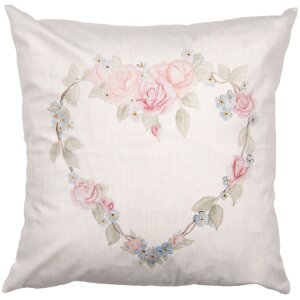 Clayre & Eef kussenhoes 45x45 cm Beige met roze hart...