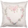 Clayre & Eef kussenhoes 45x45 cm Beige met roze hart bloem motief