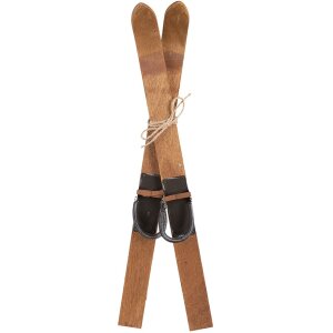 Clayre & Eef Decoratie Ski Set 2 Bruin Hout Ijzer 60...