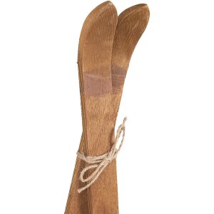 Clayre & Eef Decoratie Ski Set 2 Bruin Hout Ijzer 60 cm Vintage Retro Stijl