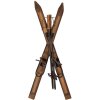 Clayre & Eef Decoratieve Skis met Skistokken Bruin Vintage Hout Ijzer 24x10x90 cm