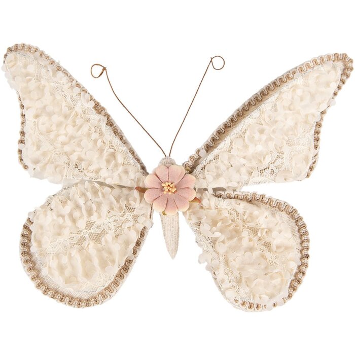 Clayre & Eef Decoratie Vlinder Beige 30x3x24 cm