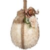 Clayre & Eef Decoratieve Hanger Ei Textiel Beige Ø11x17cm Voorjaarsdecoratie Romantisch
