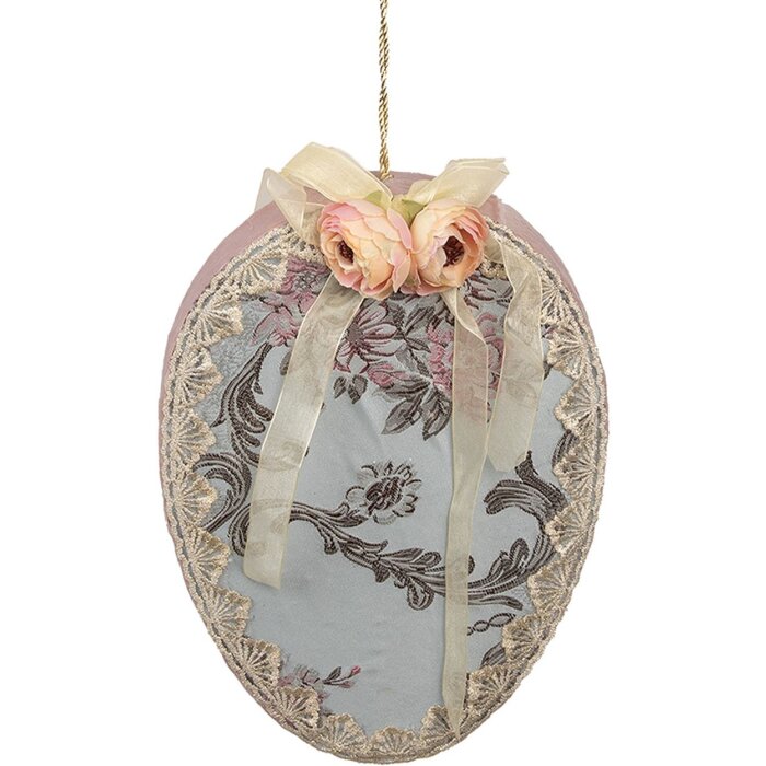 Clayre & Eef Hangdecoratie Ei Blauw 21x4x30 cm Vintage Look