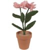 Clayre & Eef Decoratieve bloem in een pot Roze 26 cm Landelijke stijl Textiel Plastic