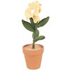 Clayre & Eef decoratieve bloem geel 8x8x26 cm landelijke stijl textiel op kunststof