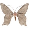 Clayre & Eef Decoratieve Vlinder Beige 28x4x22 cm Landelijke stijl met borduursel