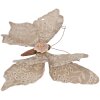 Clayre & Eef Decoratieve Vlinder Beige 28x4x22 cm Landelijke stijl met borduursel