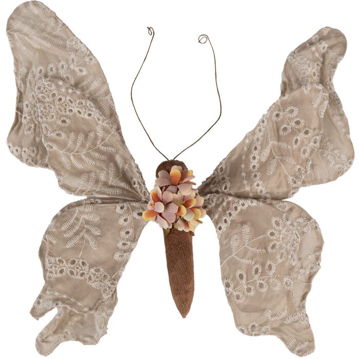 Clayre & Eef Decoratief Vlinder Landelijke Stijl Beige 33x6x31 cm