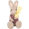 Clayre & Eef Decoratief Konijn met Bloem Beige Paars 10x10x19 cm
