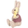 Clayre & Eef Decoratief Konijn met Bloem Beige Paars 10x10x19 cm