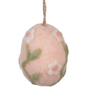 Clayre & Eef Hangdecoratie ei roze groen Ø 6x8...