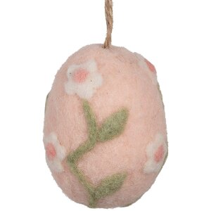 Clayre & Eef Hangdecoratie ei roze groen Ø 6x8...