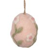 Clayre & Eef Hangdecoratie ei roze groen Ø 6x8 cm textiel landelijke stijl