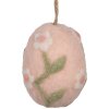 Clayre & Eef Hangdecoratie ei roze groen Ø 6x8 cm textiel landelijke stijl