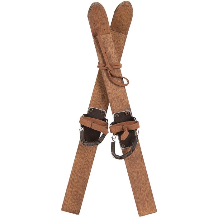 Clayre & Eef Decoratieve Houten Ski Bruin 11x4x28 cm Vintage Winterdecoratie