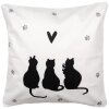 Clayre & Eef kussenhoes kat motief 45x45 cm wit zwart landelijke stijl