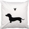 Clayre & Eef kussenhoes 45x45 cm wit teckelmotief landelijke stijl polyester