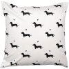 Clayre & Eef kussenhoes 45x45 cm wit teckelmotief landelijke stijl polyester
