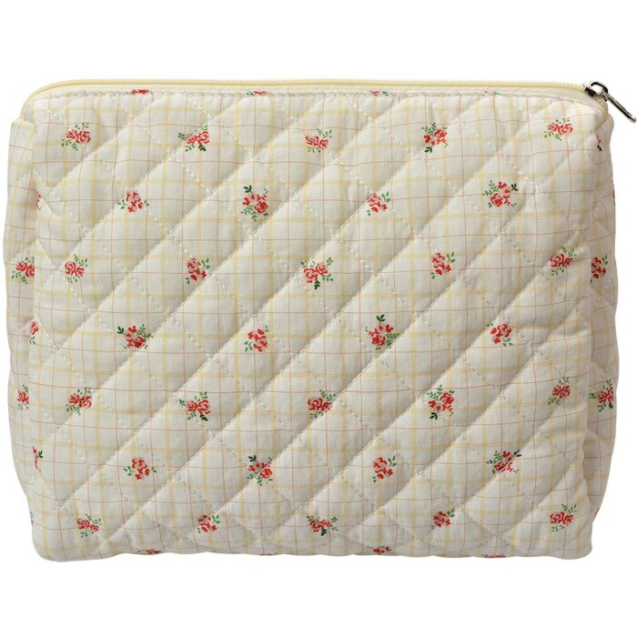 Juleeze JZTB0088 Toilettas Beige Rozenpatroon 25x5x22 cm Katoen