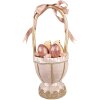 Clayre & Eef Decoratieve Mand Roze Ø20x47 cm Landelijke Stijl met Strikjes Kuikens