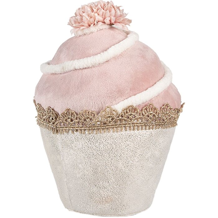 Clayre & Eef Decoratie Cupcake Roze Beige Ø11x16cm