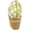 Clayre & Eef decoratief ei landelijke stijl groen geblokt Ø20x43cm met bloempot