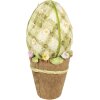 Clayre & Eef decoratief ei landelijke stijl groen geblokt Ø20x43cm met bloempot
