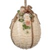 Clayre & Eef Hangdecoratie Ei Beige Ø 20x29 cm met bloemen en jute lint