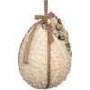 Clayre & Eef Hangdecoratie Ei Beige Ø 20x29 cm met bloemen en jute lint