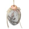 Clayre & Eef Hangende Ei-decoratie Blauw Ø11x16cm Textiel Plastic Romantiek