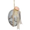 Clayre & Eef Hangende Ei-decoratie Blauw Ø11x16cm Textiel Plastic Romantiek