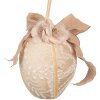 Clayre & Eef 65952 Decoratieve Hanger Ei Textiel Beige Ø11x17cm Vintage Stijl