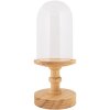 Clayre & Eef glazen stolp houten voet Ø14x34cm transparant bruin landelijke stijl
