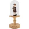Clayre & Eef glazen stolp houten voet Ø14x34cm transparant bruin landelijke stijl