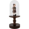 Clayre & Eef glazen stolp houten voet Ø14x34cm transparant bruin landelijke stijl