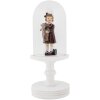 Clayre & Eef glazen stolp Ø14x34cm wit landelijke stijl met houten voet