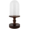 Clayre & Eef glazen stolp houten voet Ø17x40cm landelijke stijl glas bruin